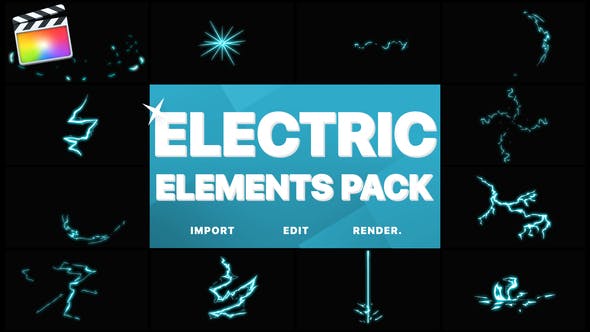 FCPX插件-12种卡通能量电流MG动画元素 Electric Elements+音效-精品资源站