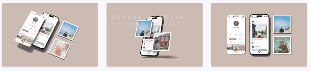 手机社交媒体UI页面展示PS样机模版设计素材