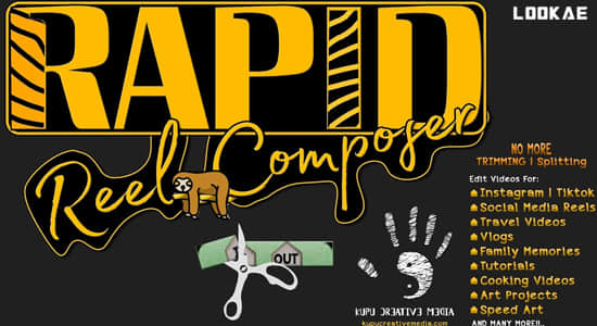 AE脚本-图层素材快速标记剪切排列处理工具 Rapid Reel Composer V1.0+使用教程-精品资源站
