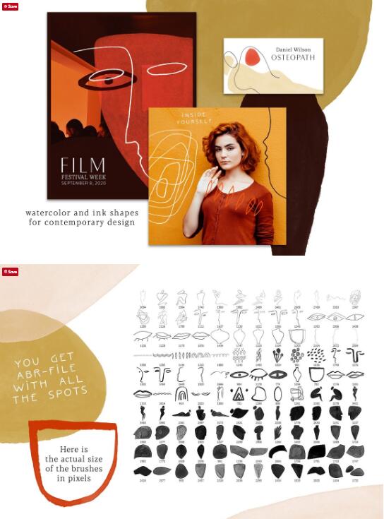 PS笔刷 1309款水彩艺术画手绘背景纹理插画 All Photoshop Stamp Brushes Bundle