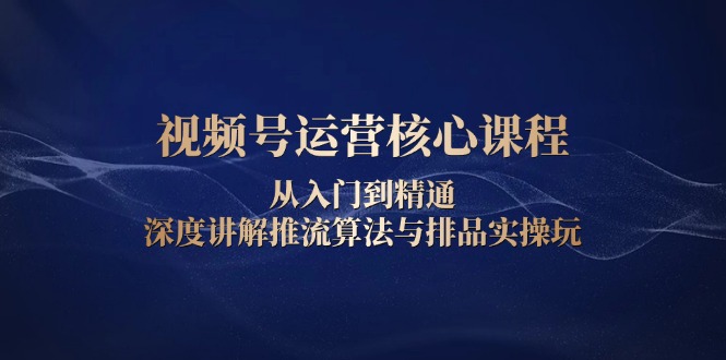 视频号运营核心课程，从入门到精通，深度讲解推流算法与排品实操玩-精品资源站