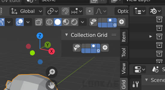 Blender插件-三维模型隐藏显示插件 Collection Grid v0.92-精品资源站