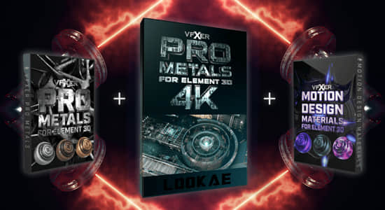 三套783种运动设计科幻金属E3D材质纹理贴图预设包 VFXER Element 3D Materials Bundle-精品资源站