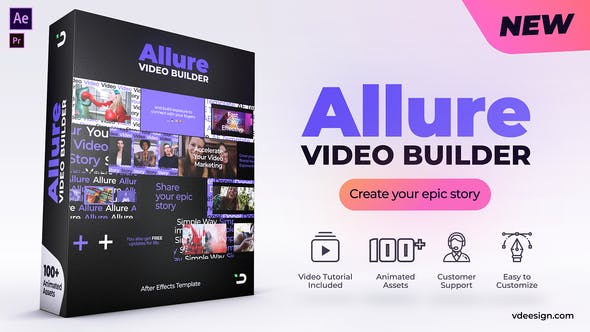 AE模板-动感充满活力视频视觉包装效果 Allure Video Builder-精品资源站