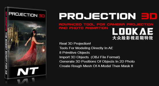 AE脚本-平面图片投射三维空间摄像机动画 Projection 3D v1.04 + 使用教程-精品资源站