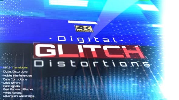 4K视频素材-43个数字故障失真干扰特效动画素材 Digital Glitch Distortions-精品资源站