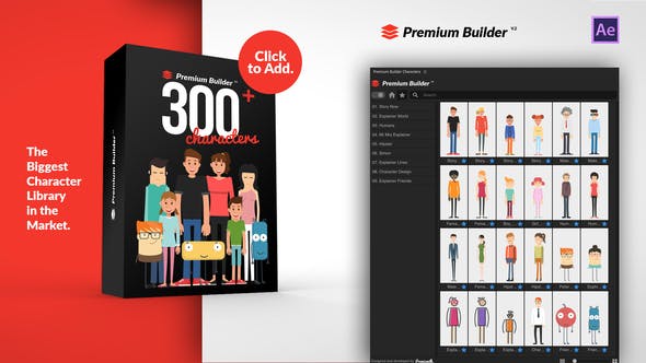 AE脚本-300种多职业二维卡通人物角色MG动画预置 PremiumBuilder Characters-精品资源站