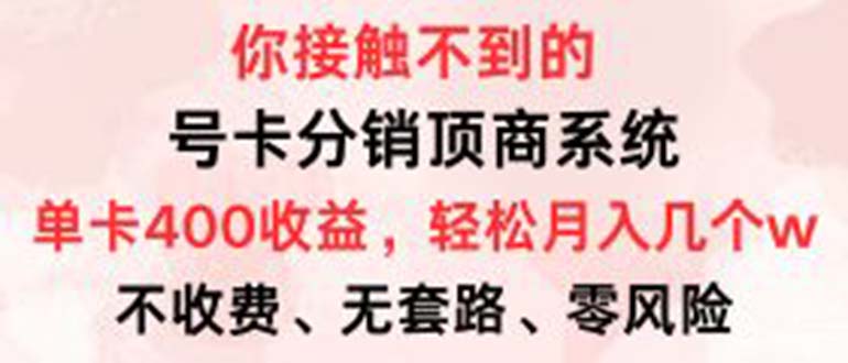 （12820期）号卡分销顶商系统，单卡400+收益。0门槛免费领，月入几W超轻松！-精品资源站
