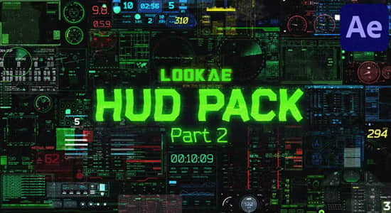 AE模板-54种HUD未来科技感元素UI动画 HUD Pack 2-精品资源站