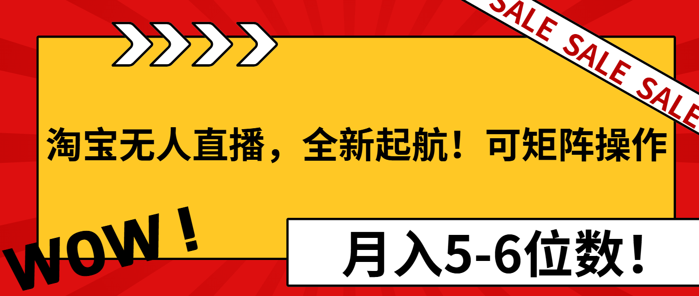 淘宝无人直播，全新起航！可矩阵操作，月入5-6位数！-精品资源站