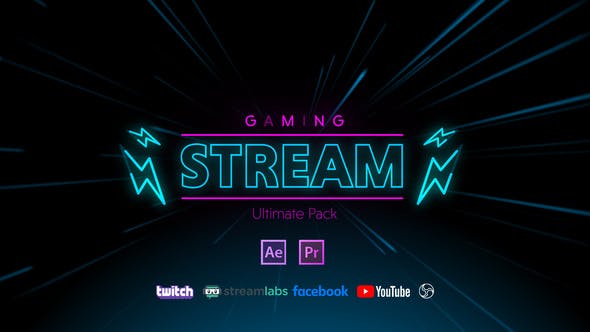 AE/PR模板-网游3A大作游戏社交文字标题包装动画 Stream Gaming Pack-精品资源站