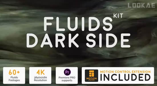 60个黑色背景彩色水墨流体动画4K视频素材 Fluids Dark Side Kit-精品资源站