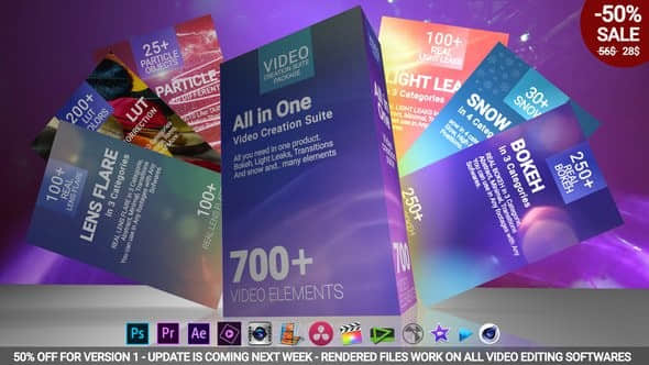 AE模板+PR预设：700个调色转场炫光光效特效预设包700 Video Creation Suite V2-精品资源站