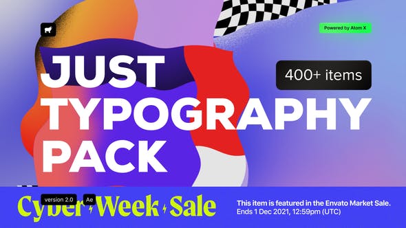 AE/PR脚本-400个时尚创意字幕条标题排版设计文字动画Just Typography Pack V2-精品资源站