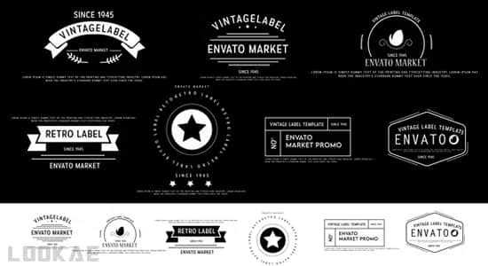 PR模板-简洁图形LOGO标题标签徽章动画 Vintage Label Pack-精品资源站