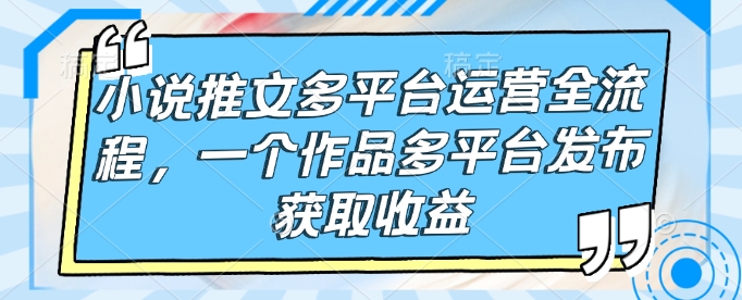 小说推文多平台运营全流程，一个作品多平台发布获取收益-精品资源站