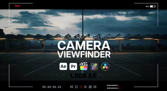 视频素材/AE/PR模板-摄像机录制取景框叠加元素动画 Overlays Camera Viewfinder-精品资源站