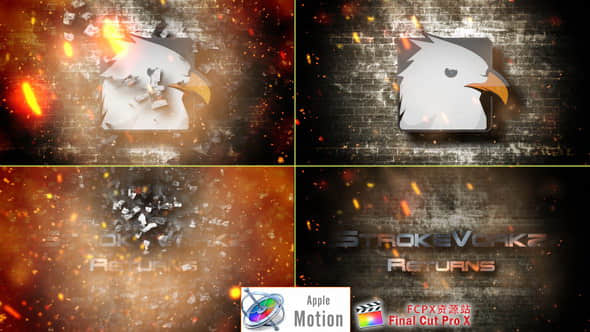 Apple Motion模板：火星粒子冲击LOGO片头 Cinematic Fire Impact Logo-精品资源站