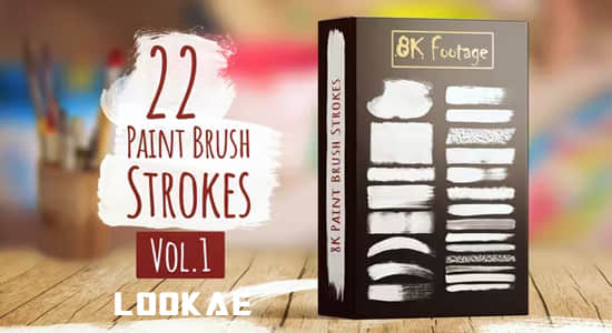 8K视频素材-22组画笔油漆笔刷路径涂抹动画 Paint Brush Strokes-精品资源站