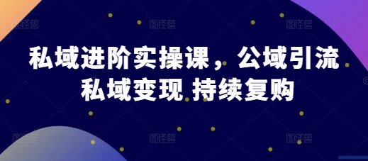 私域进阶实操课，公域引流 私域变现 持续复购-精品资源站