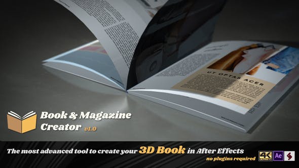 AE脚本-三维书籍杂志翻书展示介绍动画生成器 Book And Magazine Creator + 使用教程-精品资源站