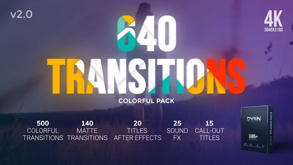 AE模板-700种彩色简洁图形转场音效呼出线文字标题动画 Transitions-精品资源站