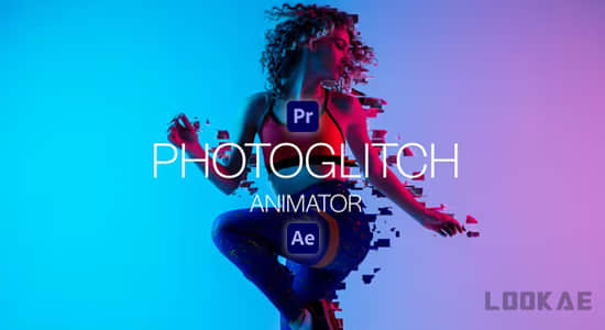 AE/PR模板-图像边缘故障损坏视觉特效动画 PhotoGlitch Animator-精品资源站