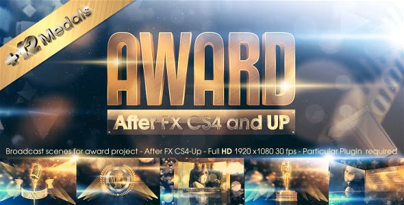 AE模板-金色三维粒子小金人晚会活动颁奖典礼包装开场 Golden Award-精品资源站