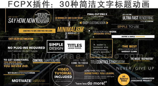 Final Cut Pro X插件：30种简洁文字标题动画 Simple Titles FCPX-精品资源站