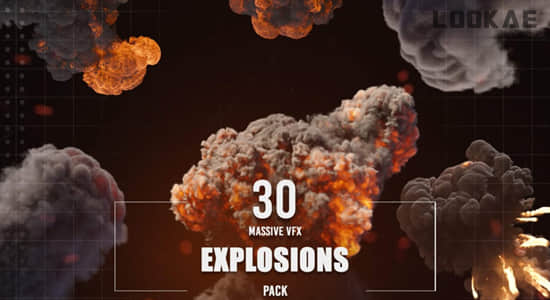 4K视频素材-31个大型爆炸浓烟特效合成VFX动画 (有透明通道)-精品资源站