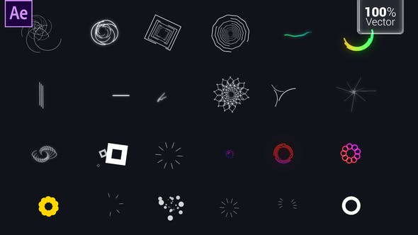 AE/PR模板-30个抽象线条圆圈图形元素MG动画 MoGraph Elements Pack-精品资源站
