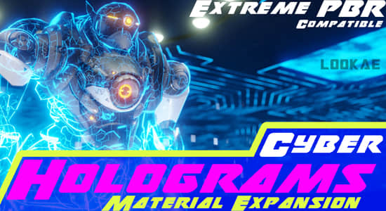 Blender插件-三维全息科幻投影材质工具 Cyber Holograms-精品资源站