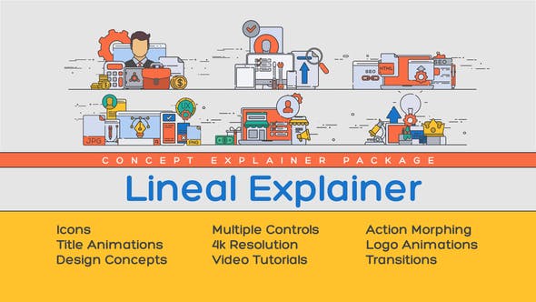 AE模板-线条风格概念设计MG图形场景动画 Lineal Explainer-精品资源站