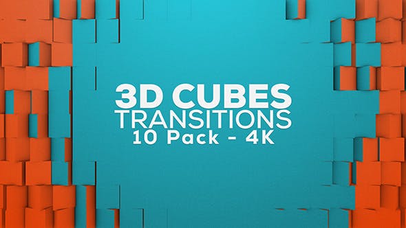 4K视频素材-10组三维方块翻转遮罩转场视频素材 3D Cubes Transitions 4K-精品资源站