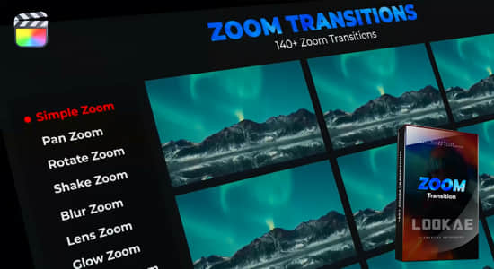 FCPX插件-136个终极多功能冲击缩放动态过渡无缝转场预设 Zoom Transition-精品资源站
