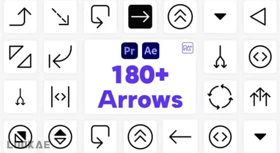 180组线条箭头图形标注指示动画AE/PR模板 Big Pack Arrows-精品资源站