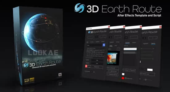 AE模板/脚本-三维地球自定义位置坐标定位导航连线展示动画 3D Earth Route-精品资源站