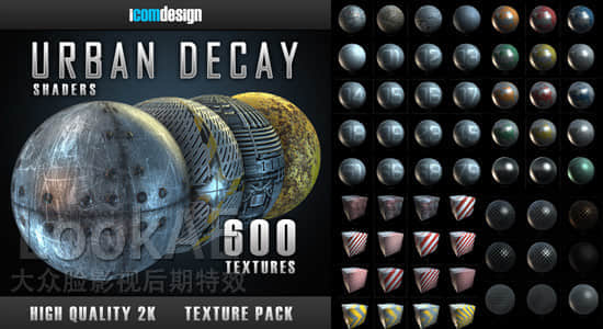 Win/Mac版600组E3D纹理贴图材质预设合集 Element 3D-Urban Decay Shader Pack Promo-精品资源站