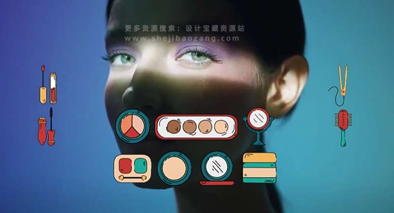 时尚美妆UP视频栏目包装动画AE/PR模板脚本预设 Retro Beauty Elements Pack