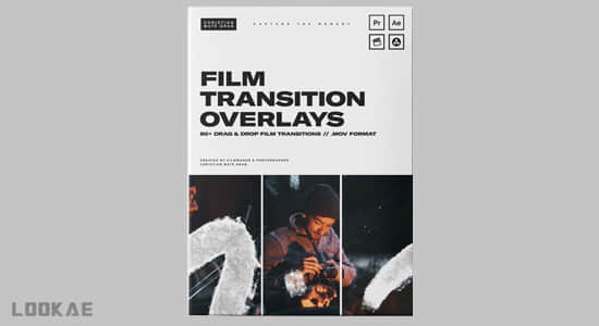 4K视频素材-61个电影胶片刮痕纹理闪烁转场叠加动画 Film Transition Overlays-精品资源站