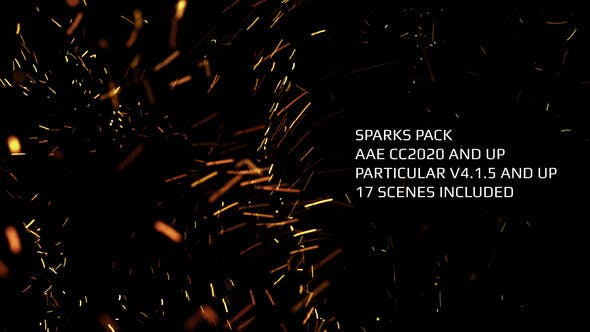 AE模板-17种由Particular插件制作火星飞溅粒子特效动画 Trapcode Particular – Sparks-精品资源站