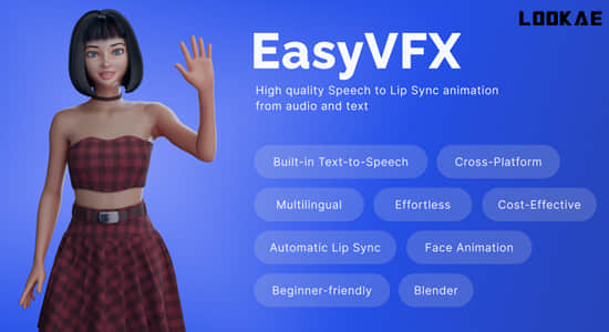 Blender插件-三维模型角色口型动画 EasyVFX Lip Sync plugin V1.0.0-精品资源站