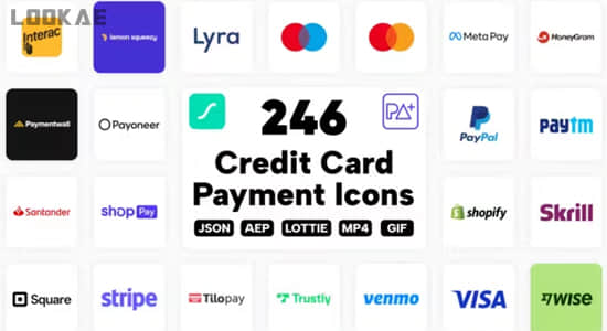 AE模板-246个日常支付交易应用程序矢量Icons图标动画 Credit Card-精品资源站
