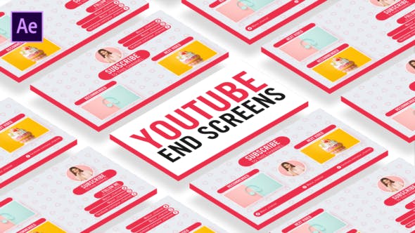 AE模板-网红博主自媒体UP主视频结尾宣传包装 Sweet Youtube End Screens-精品资源站