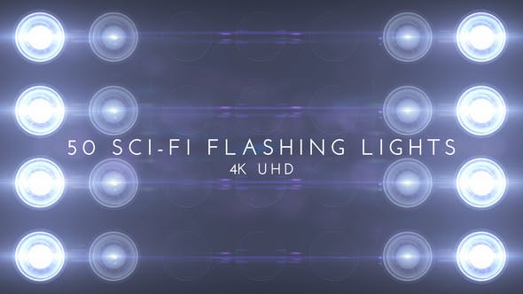 4K视频素材-50个舞台背景灯光动感闪烁VJ动画素材 Sci Fi Flashing 50 Lights-精品资源站