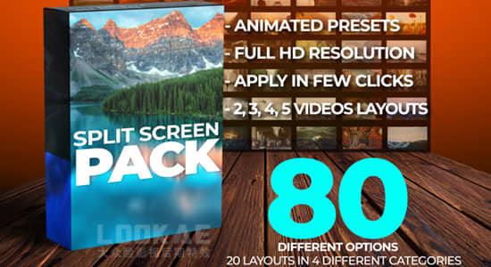 PR预设-80个动态画面多画面分屏布局效果 Split Screen Pack for Premiere Pro-精品资源站