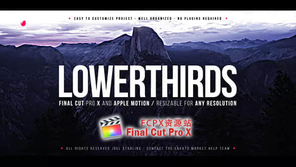 FCPX插件-16个大气简洁标题字幕条动画 Elegant Lower Thirds-精品资源站