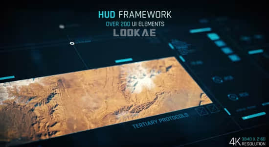 AE模板-200个科技感网格地图UI图标按钮图表屏幕图形动画 HUD – Framework-精品资源站
